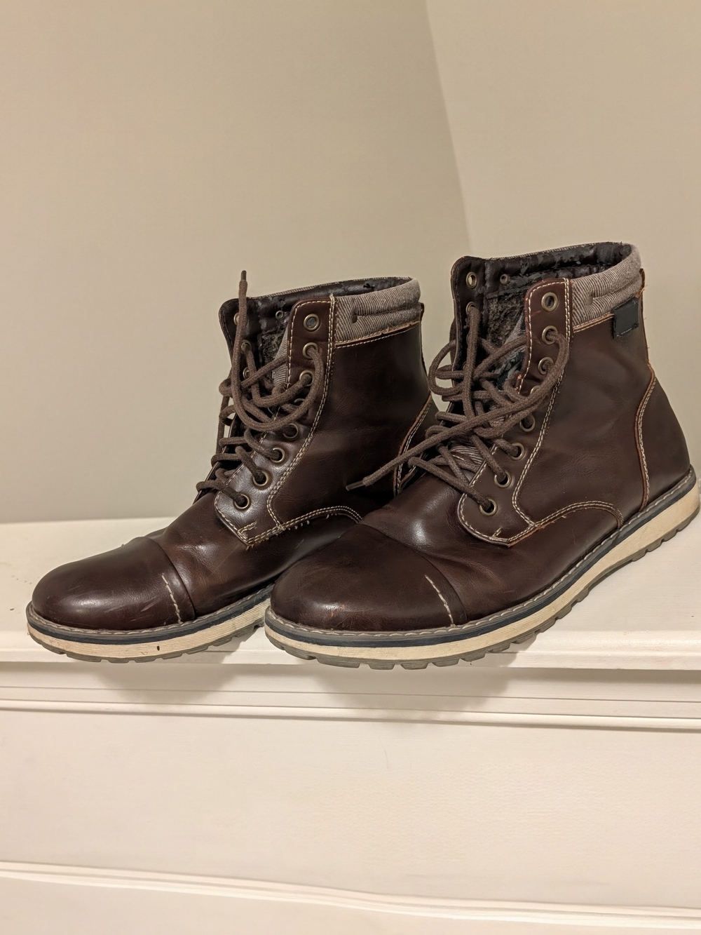 Call It Spring Men's Brown Leather Lace-Up Boots